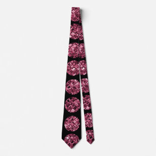 Elegant Pink Diamond Gem Pattern Neck Tie