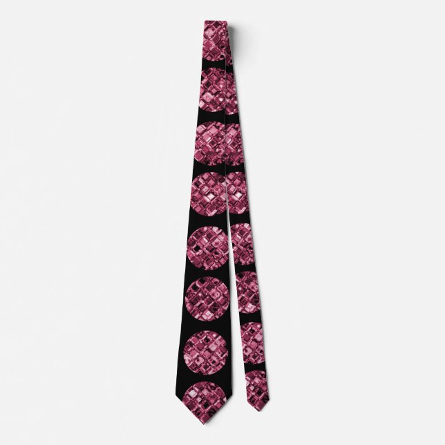 Elegant Pink Diamond Gem Pattern Neck Tie (Front)