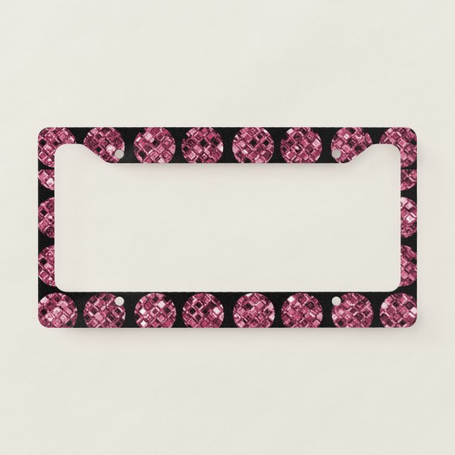 Elegant Pink Diamond Sparkle Glam Unique License Plate Frame (Front)