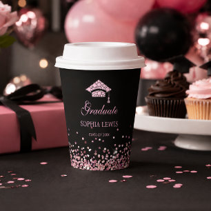Elegant Pink Diamonds Graduation Party Paper Cups