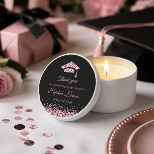 Elegant Pink Diamonds Graduation Party Thank you Mini Candle Favors