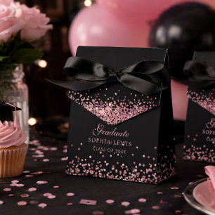 Elegant Pink Diamonds Graduation Thank you Favor Boxes