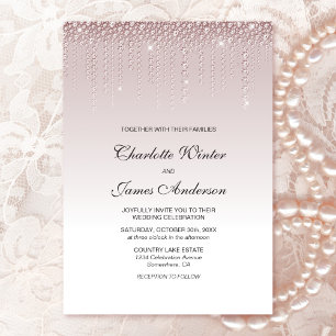 Elegant Pink Diamonds Wedding Invitation