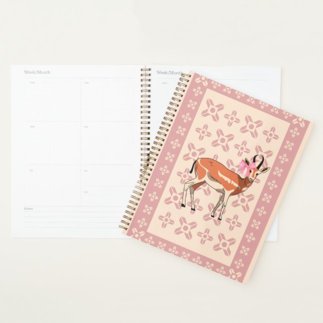 Elegant Pink Doe-patterned Christmas  Planner (Display)