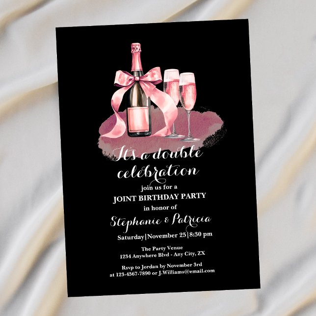 Elegant Pink Double Celebration Joint Birthday Invitation (Creator Uploaded)