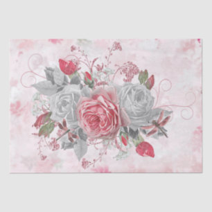 Elegant Pink Dragonfly and Roses Decoupage Tissue Paper