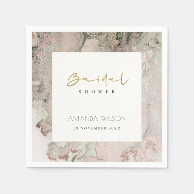 ELEGANT PINK DUSKY ROSE GOLD AGATE BRIDAL SHOWER  NAPKINS (Front)