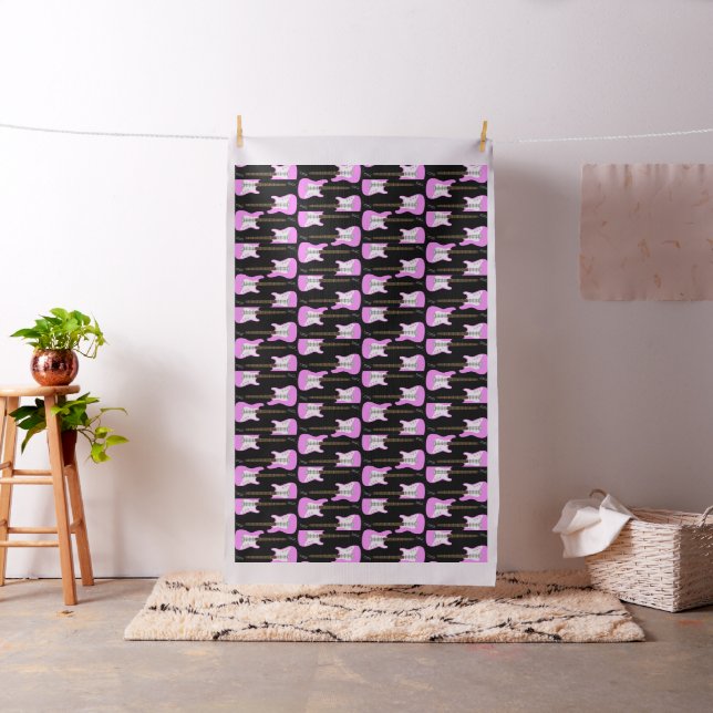 Elegant Pink Electric Guitar Print Fabric (In Situ)