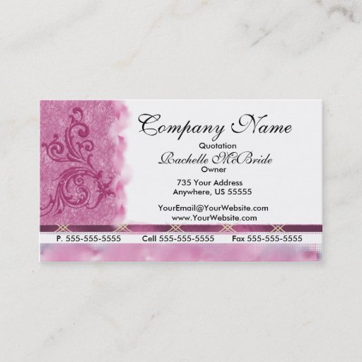 Customizable Elegant Pink Embroidery Business Cards