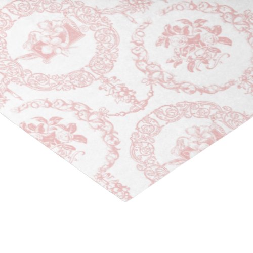 Elegant Pink Engraved Floral Medallions and Swags  Tissue Paper