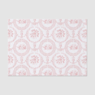 Elegant Pink Engraved Floral Medallions and Swags Tissue Paper