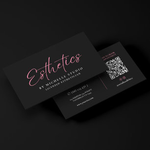 Elegant Pink Esthetics Esthetician Monogram Business Card