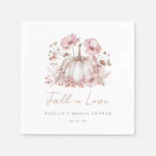 Elegant Pink Fall Pumpkin Bridal Shower Napkins