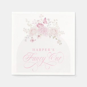 Elegant Pink Fancy One 1st Birthday Party Napkins