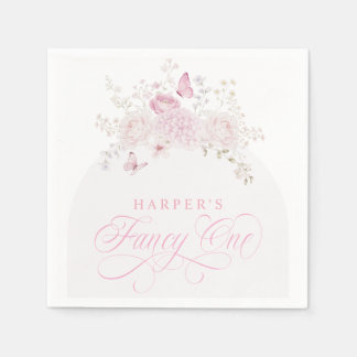 Elegant Pink Fancy One 1st Birthday Party Napkins