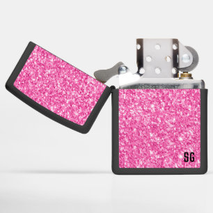 Elegant Pink Faux Glitter & Sparkles Zippo Lighter