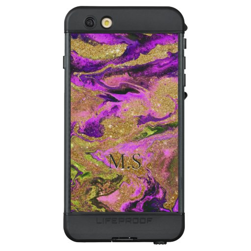 Elegant pink faux gold glitter marble art LifeProof NÜÜD iPhone 6s plus case