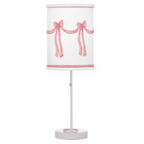 Elegant Pink Faux Satin Girly Ribbons Nursery Table Lamp