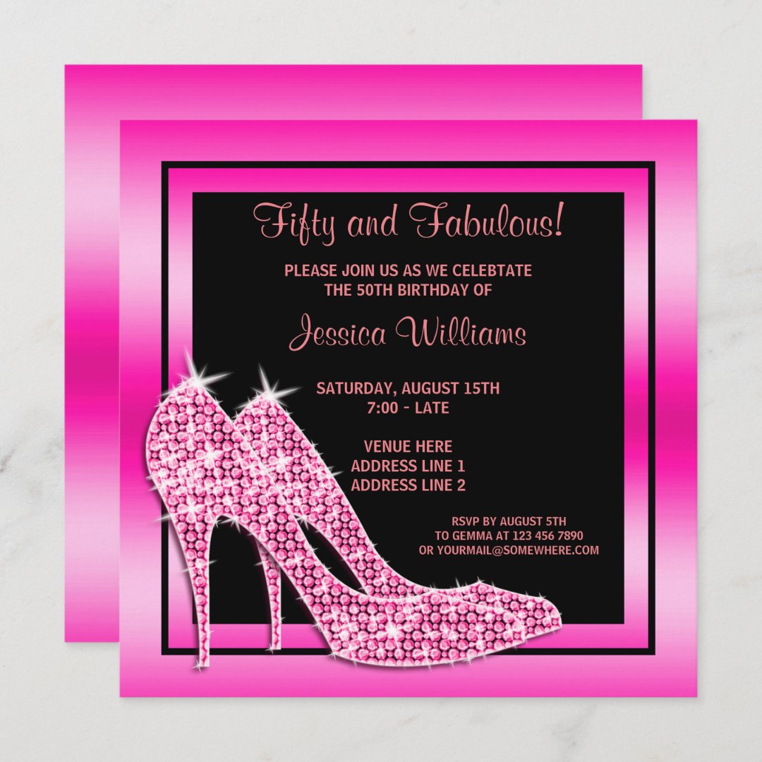 Elegant Pink Fifty & Fabulous Birthday Party Invitation | Zazzle