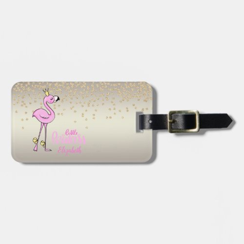 Elegant Pink Flamigo _ Shiny Foil Confetty_Diamond Luggage Tag