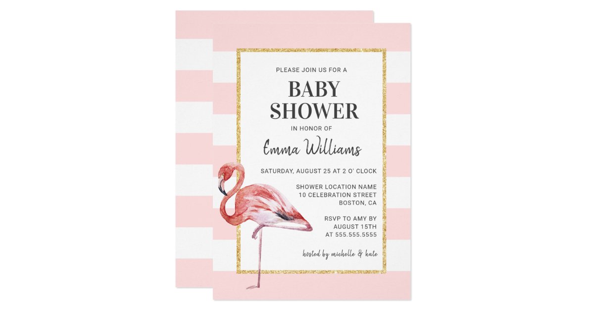 Elegant Pink Flamingo Baby Shower Invitations Zazzle Com