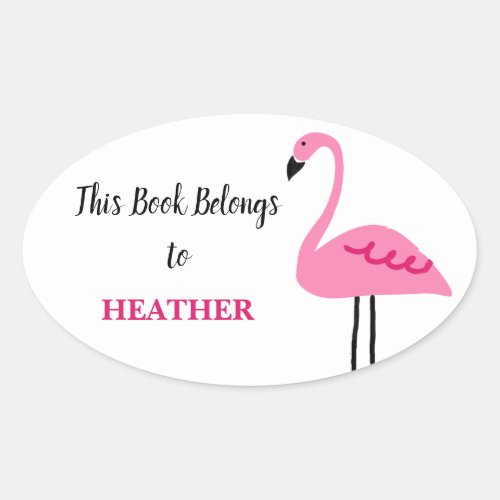 Elegant Pink Flamingo Custom Book Label