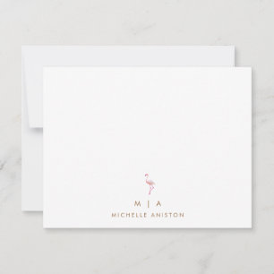 Elegant Pink Flamingo Modern Minimalist monogram Note Card