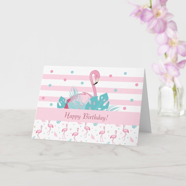 Elegant Pink Flamingo Pattern Card (Orchid)