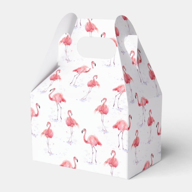 Elegant pink flamingo pattern favor boxes (Front Side)