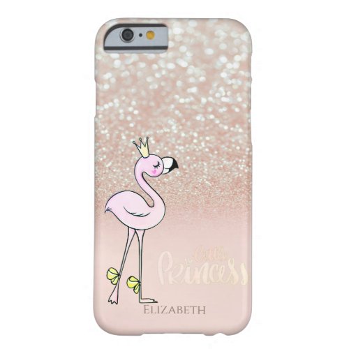 Elegant Pink Flamingo Princess Glitter Bokeh Barely There iPhone 6 Case