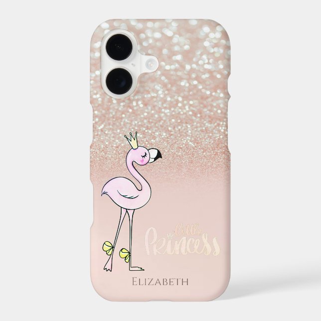 Elegant Pink Flamingo Princess, Glitter Bokeh Case-Mate iPhone Case (Back)