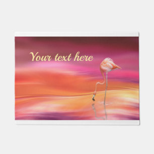 Elegant Pink Flamingo Surreal Pastels Personalize Doormat