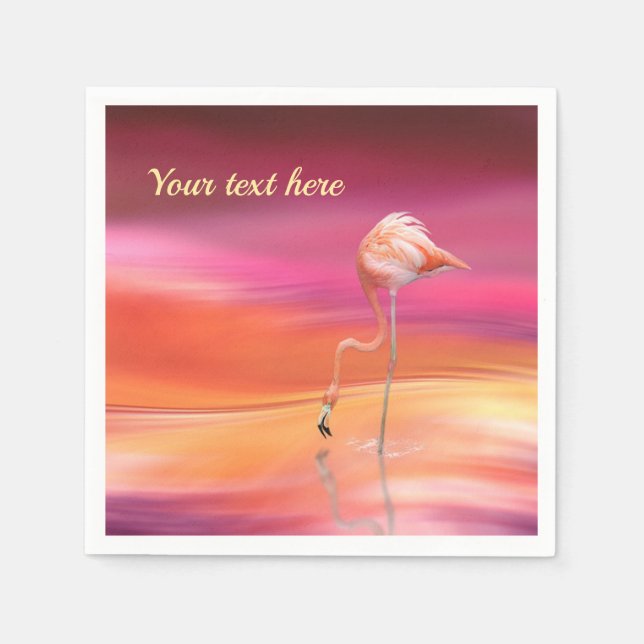 Elegant Pink Flamingo Surreal Pastels Personalize Napkins (Front)
