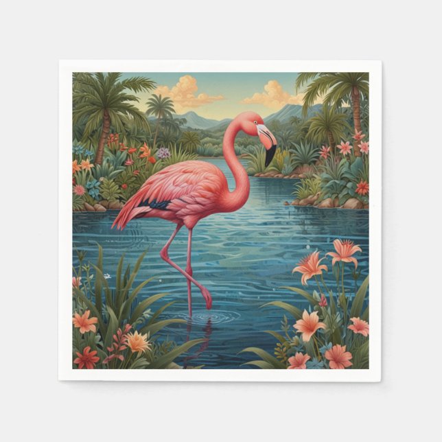 Elegant pink flamingo tropical paradise   napkins (Front)