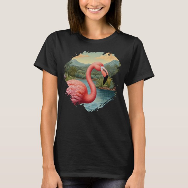 Elegant pink flamingo tropical paradise   T-Shirt (Front)
