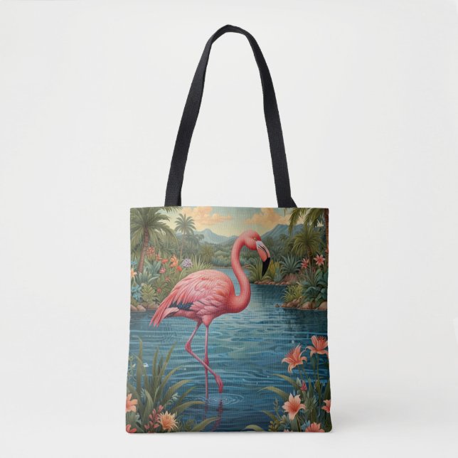 Elegant pink flamingo tropical paradise   tote bag (Front)