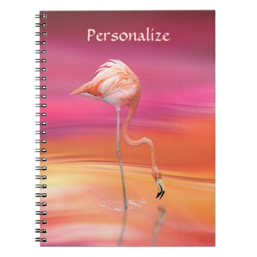 Elegant Pink Flamingo Watercolor Art Personalized Notebook