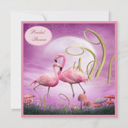 Elegant Pink Flamingos Bridal Shower Invitation