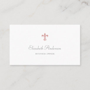 Elegant Pink Fleur de Lis Logo Professional Script Business Card