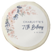 Elegant Pink Floral 70th Birthday Custom Sugar Cookie (Front)