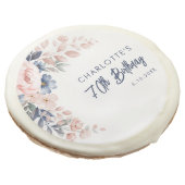 Elegant Pink Floral 70th Birthday Custom Sugar Cookie (Angled)