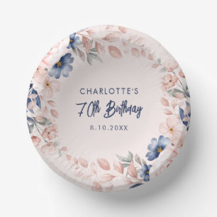 Elegant Pink Floral 70th Birthday Party Paper Bowls