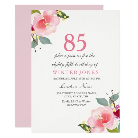 elegant-pink-floral-85th-birthday-party-invitation-zazzle