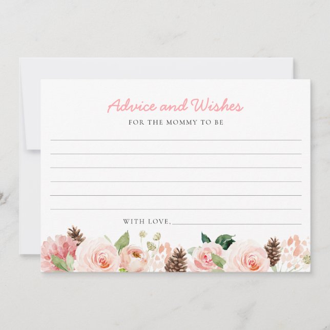 Elegant Pink Floral Advice and Wishes Card (Front)