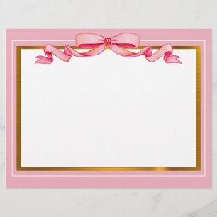 Elegant Pink Floral and Gold Frame "Thank You"  Letterhead