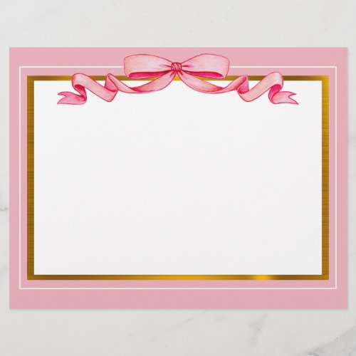 Elegant Pink Floral and Gold Frame "Thank You"  Letterhead
