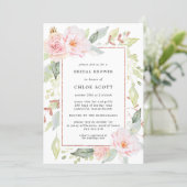 Elegant Pink Floral and Rose Gold Bridal Shower Invitation (Standing Front)
