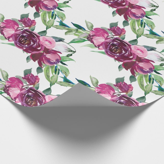 Elegant Pink Floral Baby Girl baby Shower Invite Wrapping Paper (Corner)