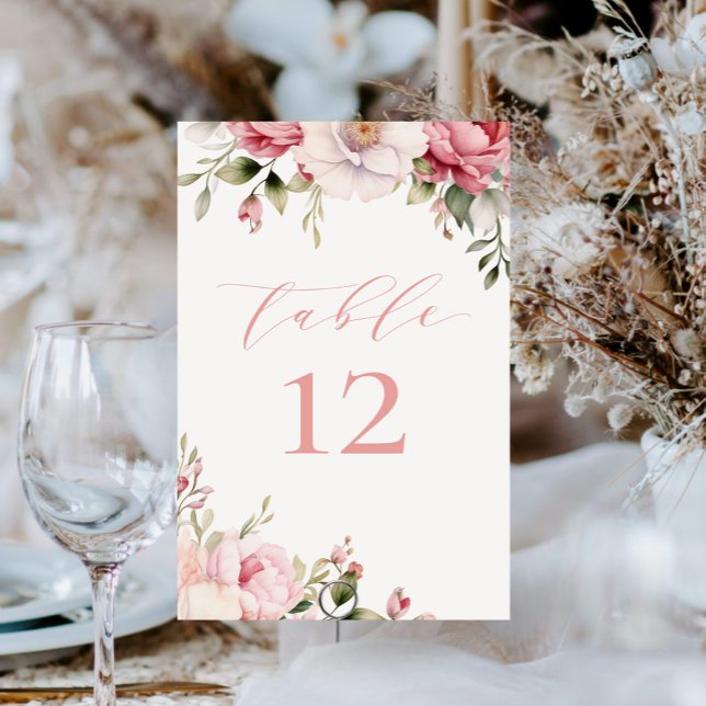  Elegant Pink Floral Baby in Bloom Baby Shower Table Number (Creator Uploaded)