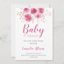 Elegant Pink Floral Baby Shower Invitation Card